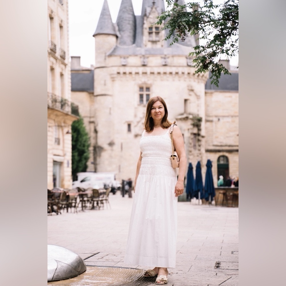 Rebecca Taylor white smocked cotton dress